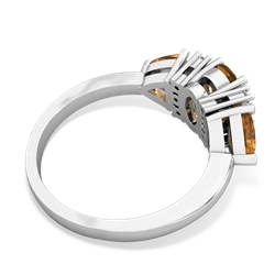 Citrine Antique Style Three Stone 14K White Gold ring R2186