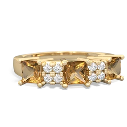 Lab Sapphire Three Stone Diamond Cluster 14K Yellow Gold ring R2592