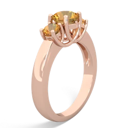 Pink Tourmaline Three Stone Round Trellis 14K Rose Gold ring R4018