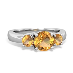 Aquamarine Three Stone Round Trellis 14K White Gold ring R4018