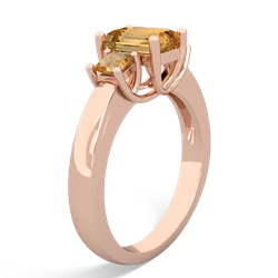 Fire Opal Three Stone Emerald-Cut Trellis 14K Rose Gold ring R4021