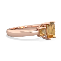 Lab Emerald Three Stone Emerald-Cut Trellis 14K Rose Gold ring R4021