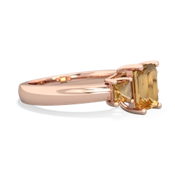 Tanzanite Three Stone Emerald-Cut Trellis 14K Rose Gold ring R4021