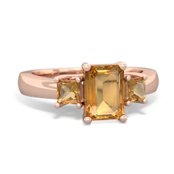 Fire Opal Three Stone Emerald-Cut Trellis 14K Rose Gold ring R4021