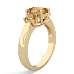 White Topaz Three Stone Emerald-Cut Trellis 14K Yellow Gold ring R4021