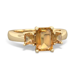 Lab Ruby Three Stone Emerald-Cut Trellis 14K Yellow Gold ring R4021