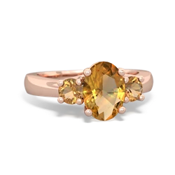 Citrine Three Stone Oval Trellis 14K Rose Gold ring R4024