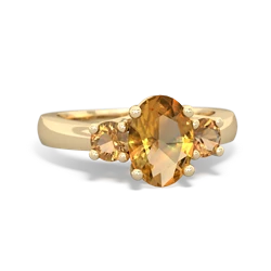 Citrine Three Stone Oval Trellis 14K Yellow Gold ring R4024