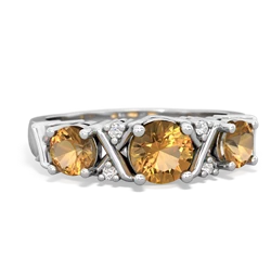 Citrine Hugs And Kisses 14K White Gold ring R5016