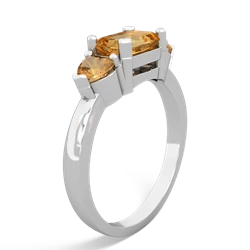 Citrine Three Stone 14K White Gold ring R5235