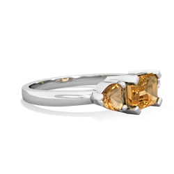 Smoky Quartz Three Stone 14K White Gold ring R5235