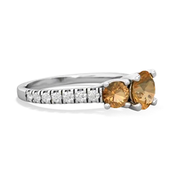 Citrine Pave Trellis 14K White Gold ring R5500