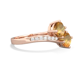 Citrine Channel Set Two Stone 14K Rose Gold ring R5303