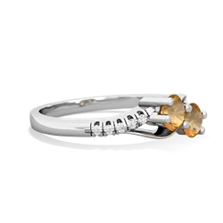 Citrine Infinity Pave Two Stone 14K White Gold ring R5285