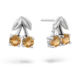 Citrine Sweet Cherries 14K White Gold earrings E7001