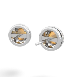 Citrine Diamond Halo 14K White Gold earrings E5370