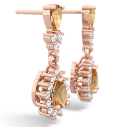 Citrine Halo Pear Dangle 14K Rose Gold earrings E1882