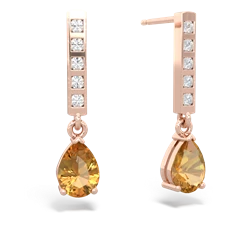 Citrine Art Deco Diamond Drop 14K Rose Gold earrings E5324