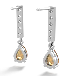 Citrine Art Deco Diamond Drop 14K White Gold earrings E5324