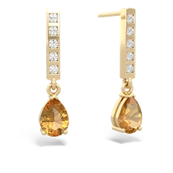 Citrine Art Deco Diamond Drop 14K Yellow Gold earrings E5324