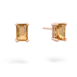 Citrine 6X4mm Emerald-Cut Stud 14K Rose Gold earrings E1855