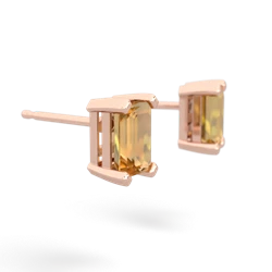 Citrine 6X4mm Emerald-Cut Stud 14K Rose Gold earrings E1855