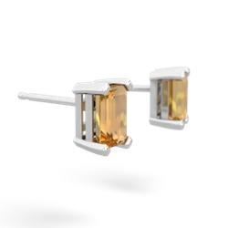 Citrine 6X4mm Emerald-Cut Stud 14K White Gold earrings E1855