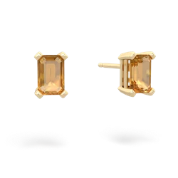 Citrine 6X4mm Emerald-Cut Stud 14K Yellow Gold earrings E1855