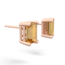 Citrine 7X5mm Emerald-Cut Stud 14K Rose Gold earrings E1856