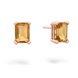 Citrine 7X5mm Emerald-Cut Stud 14K Rose Gold earrings E1856