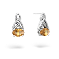 Citrine Celtic Trinity Knot 14K White Gold earrings E2389