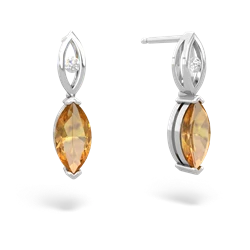 Citrine Marquise Drop 14K White Gold earrings E5333