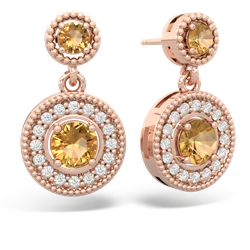 Citrine Halo Dangle 14K Rose Gold earrings E5319