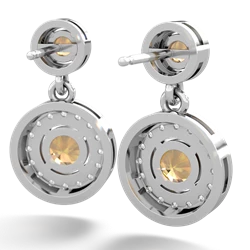 Citrine Halo Dangle 14K White Gold earrings E5319