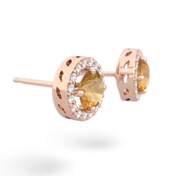 Citrine Halo 14K Rose Gold earrings E5320