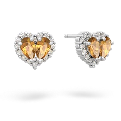Citrine Halo 14K White Gold earrings E7008