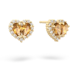 Citrine Halo 14K Yellow Gold earrings E7008