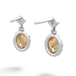 Citrine Antique-Style Halo 14K White Gold earrings E5720