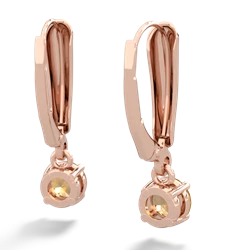 Citrine 5Mm Round Lever Back 14K Rose Gold earrings E2785