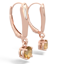 Citrine 5Mm Round Lever Back 14K Rose Gold earrings E2785