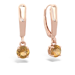 Citrine 5Mm Round Lever Back 14K Rose Gold earrings E2785