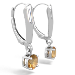 Citrine 5Mm Round Lever Back 14K White Gold earrings E2785
