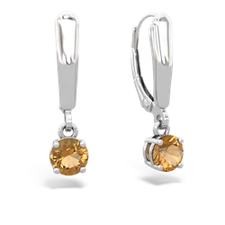 Citrine 5Mm Round Lever Back 14K White Gold earrings E2785