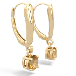 Citrine 5Mm Round Lever Back 14K Yellow Gold earrings E2785