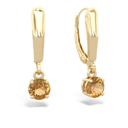 Citrine 5Mm Round Lever Back 14K Yellow Gold earrings E2785