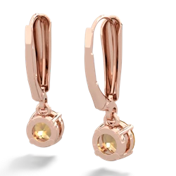 Citrine 6Mm  Round Lever Back 14K Rose Gold earrings E2786