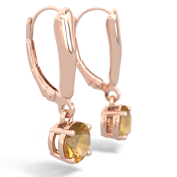 Citrine 6Mm  Round Lever Back 14K Rose Gold earrings E2786