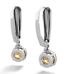 Citrine 6Mm  Round Lever Back 14K White Gold earrings E2786