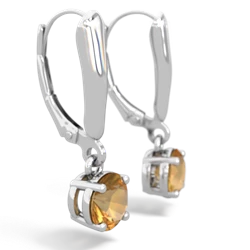 Citrine 6Mm  Round Lever Back 14K White Gold earrings E2786