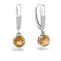 Citrine 6Mm  Round Lever Back 14K White Gold earrings E2786